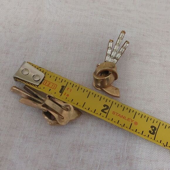 Vintage 40s TRIFARI Alfred Philippe Baguette Gold Tone Knot Meteor Earrings